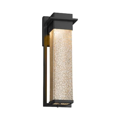 Justice Design Fusion Pacific Matte Black Outdoor Wall Sconce, Mercury Shade
