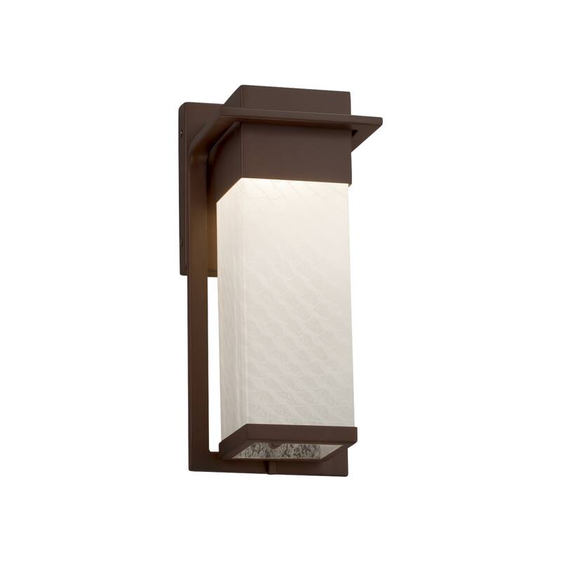 Justice Design Fusion Pacific Dark Bronze Small Outdoor Wall Sconce, Weave Shade