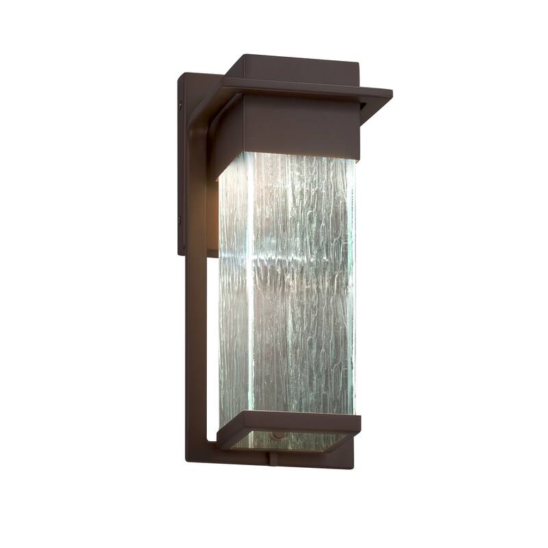 Justice Design Fusion Pacific Dark Bronze Small Outdoor Wall Sconce, Rain Shade
