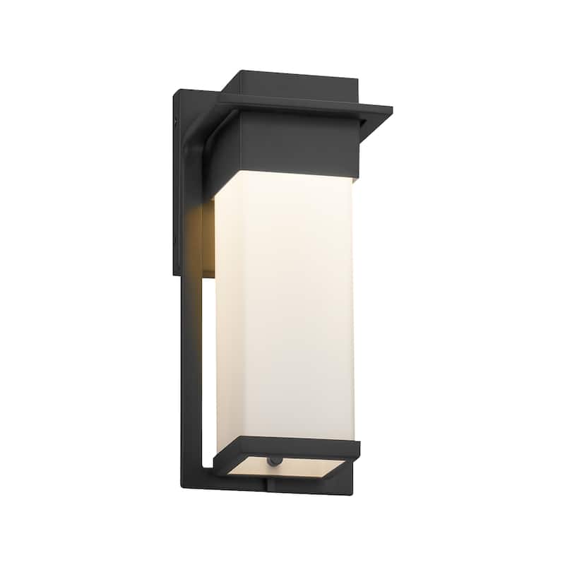 Justice Design Fusion Pacific Matte Black Small Outdoor Wall Sconce, Opal Shade
