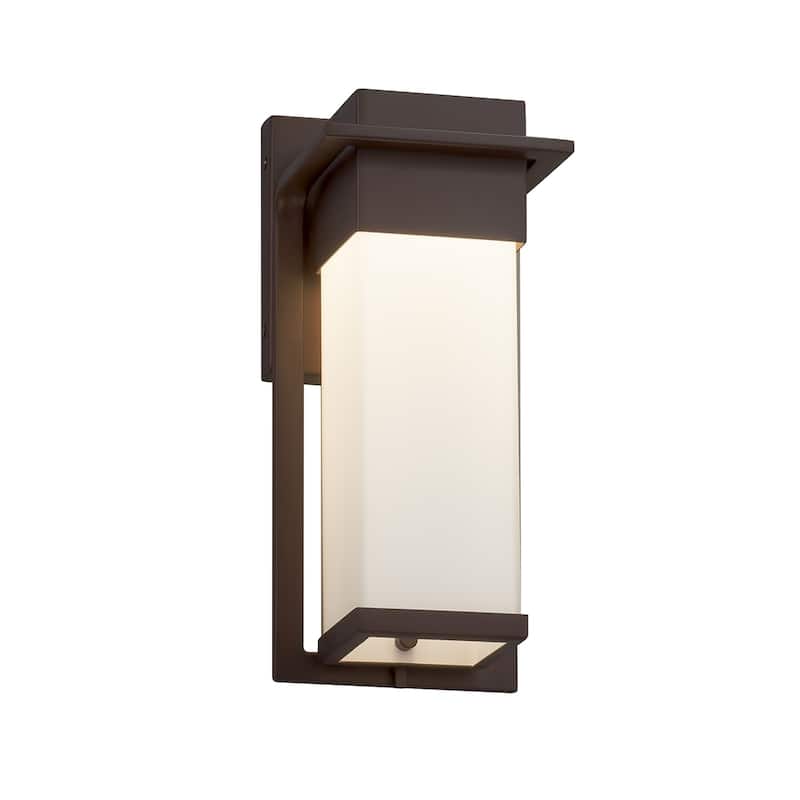 Justice Design Fusion Pacific Dark Bronze Small Outdoor Wall Sconce, Opal Shade