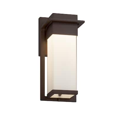 Justice Design Fusion Pacific Dark Bronze Small Outdoor Wall Sconce, Opal Shade