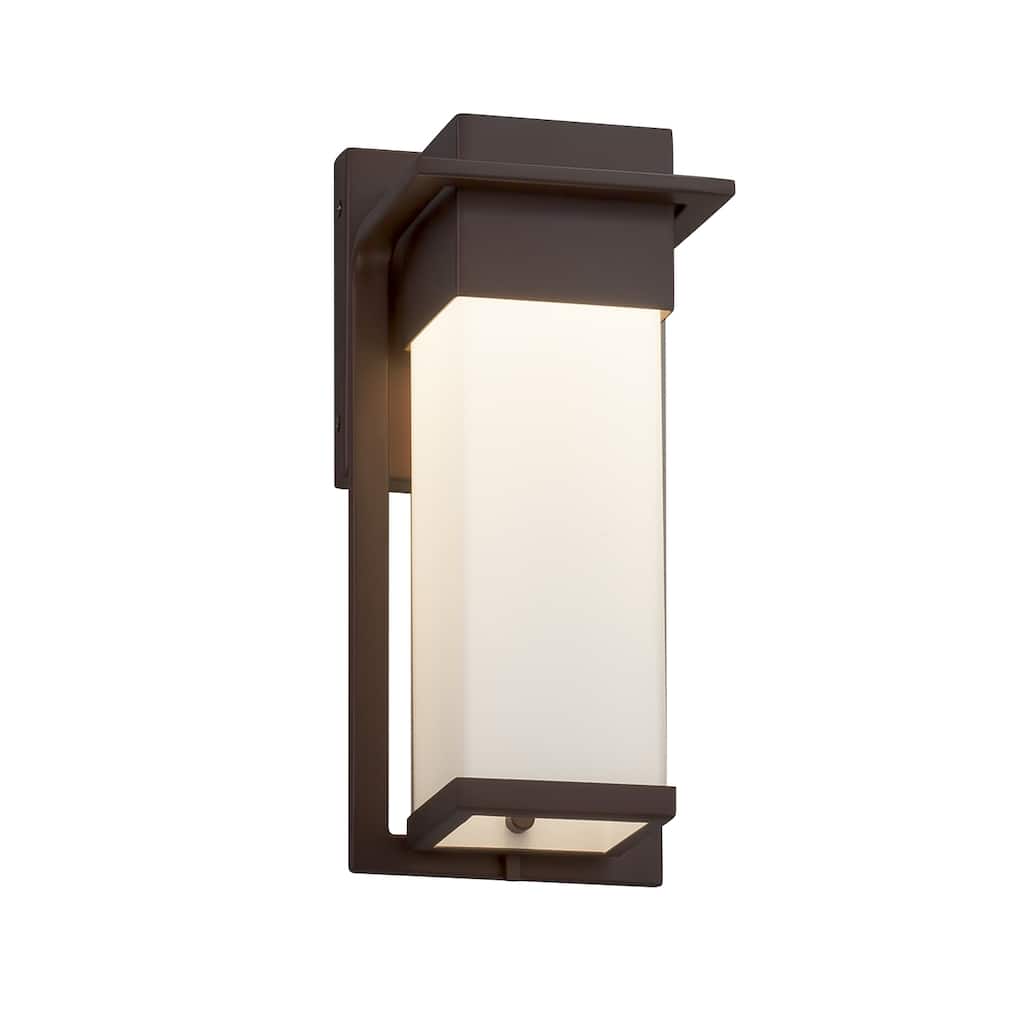 Justice Design Fusion Pacific Dark Bronze Small Outdoor Wall Sconce, Opal Shade