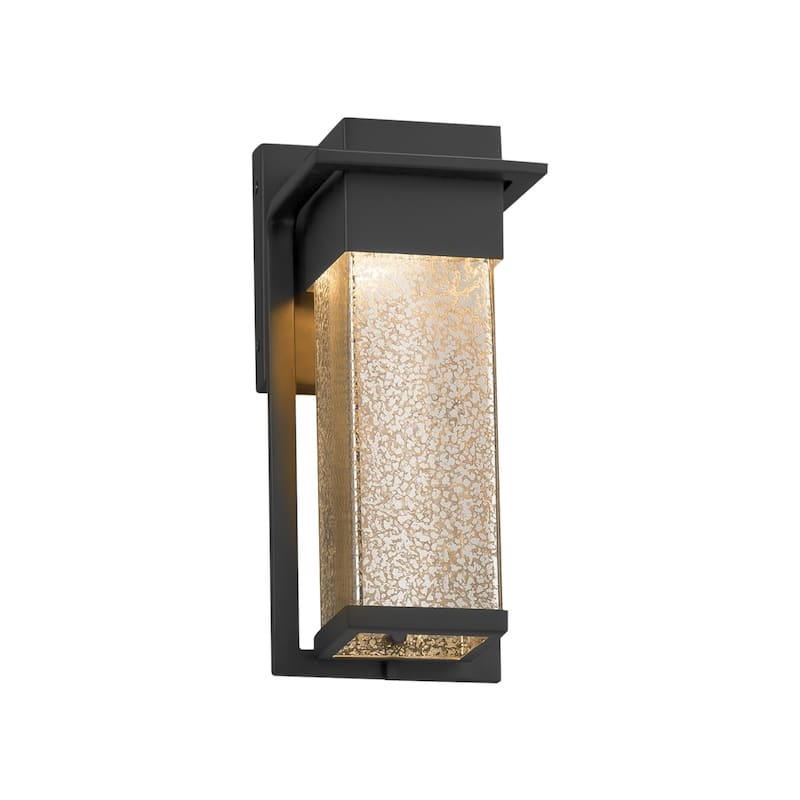 Justice Design Fusion Pacific Matte Black Small Outdoor Wall Sconce, Mercury Shade