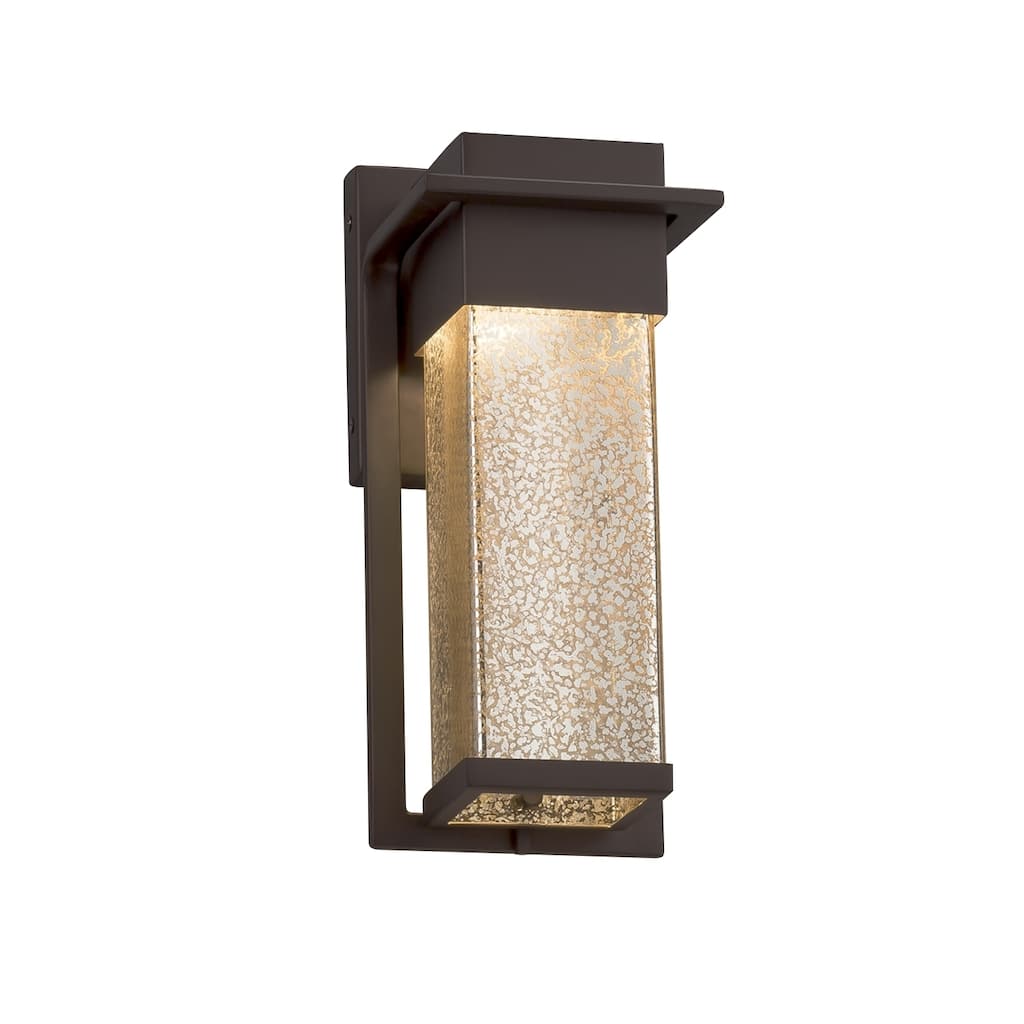 Justice Design Fusion Pacific Dark Bronze Small Outdoor Wall Sconce, Mercury Shade