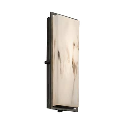 Justice Design LumenAria Avalon Matte Black ADA LED Large Outdoor Wall Sconce, Faux Alabaster Shade