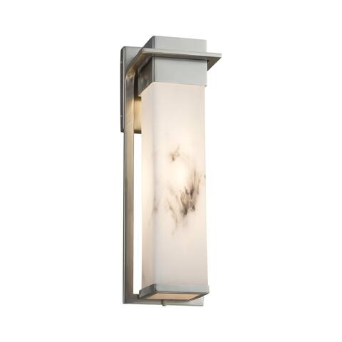 Justice Design LumenAria Pacific Brushed Nickel Outdoor Wall Sconce, Faux Alabaster Shade