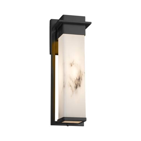 Justice Design LumenAria Pacific Matte Black Outdoor Large Wall Sconce, Faux Alabaster Shade