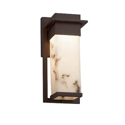 Justice Design LumenAria Pacific Dark Bronze Outdoor Small Wall Sconce, Faux Alabaster Shade