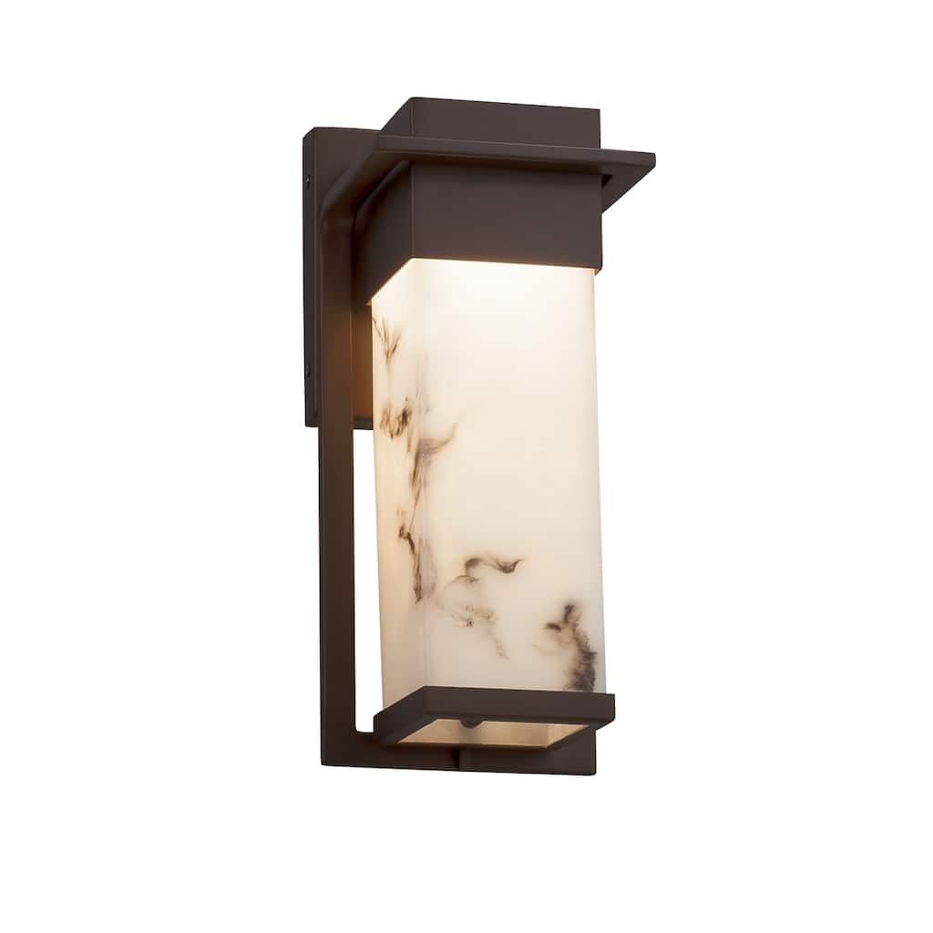 Justice Design LumenAria Pacific Dark Bronze Outdoor Small Wall Sconce, Faux Alabaster Shade