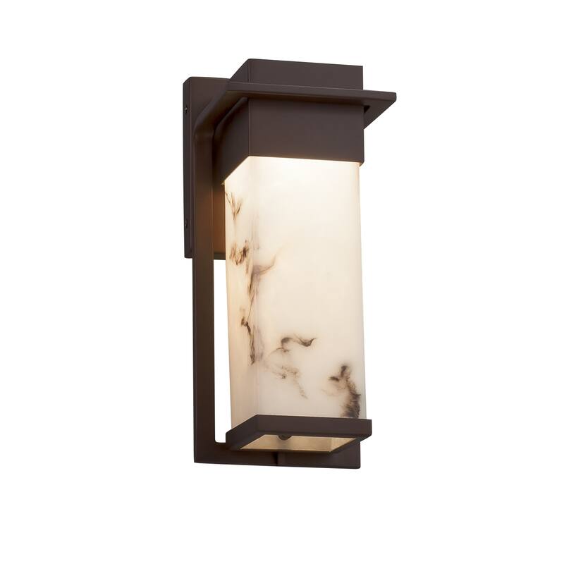 Justice Design LumenAria Pacific Dark Bronze Outdoor Small Wall Sconce, Faux Alabaster Shade - Dark Bronze