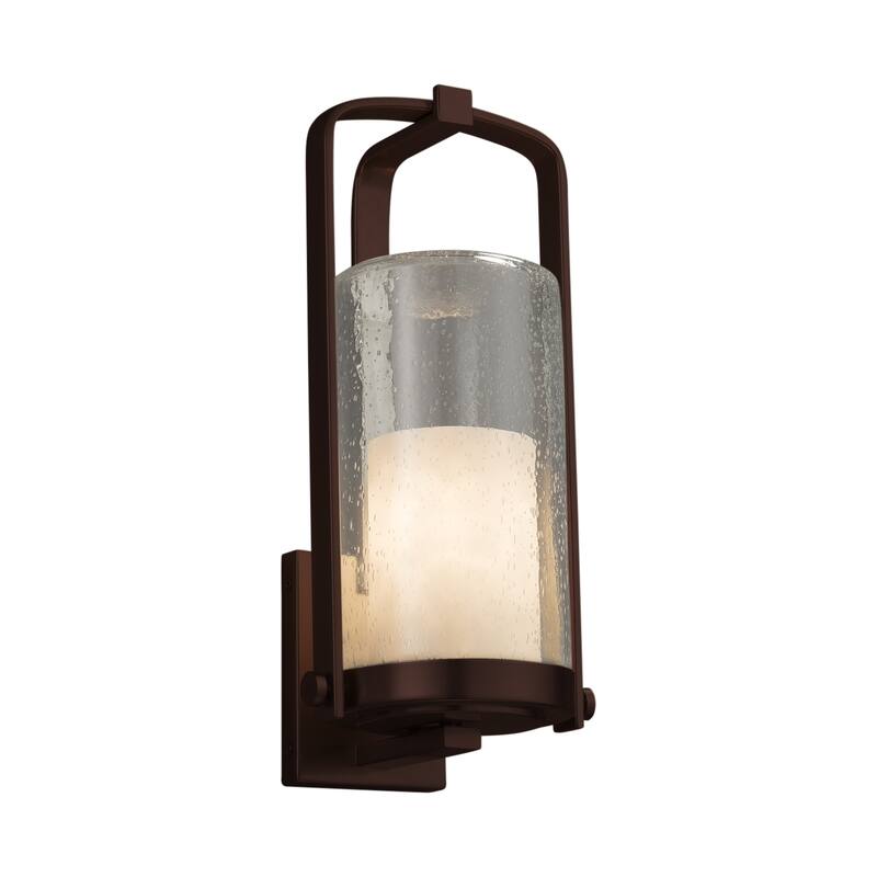 Justice Design Clouds Atlantic 1-light Dark Bronze Outdoor Wall Sconce, Clouds Cylinder - Flat Rim Shade