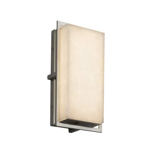 slide 1 of 1, Justice Design Clouds Avalon Brushed Nickel ADA Outdoor LED Small Wall Sconce