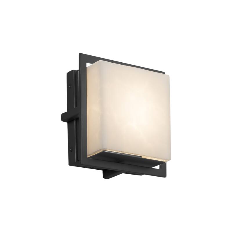 Justice Design Square Clouds Avalon Matte Black ADA Outdoor LED Wall Sconce, Square Clouds Shade