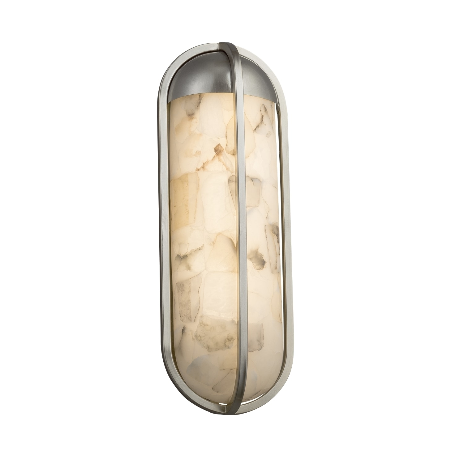 Justice Design Alabaster Rocks Starboard Brushed Nickel ADA Large Outdoor Wall Sconce