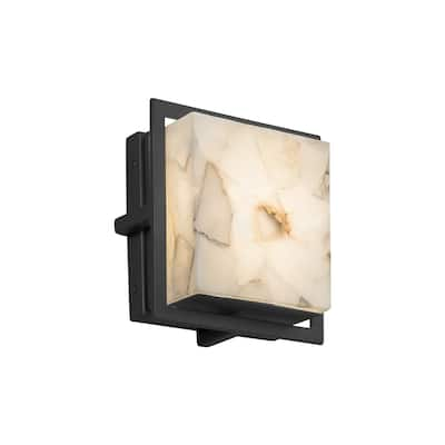 Justice Design Alabaster Rocks Avalon Matte Black ADA Outdoor Wall Sconce