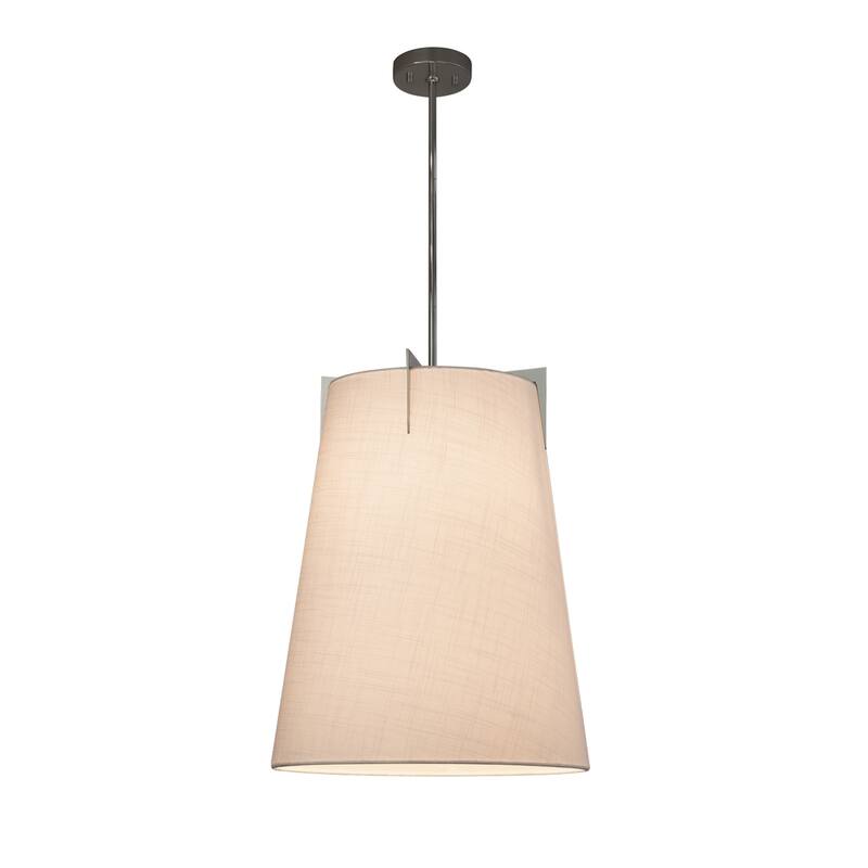 Justice Design Textile Midtown 2-light Brushed Nickel Pendant, White Shade