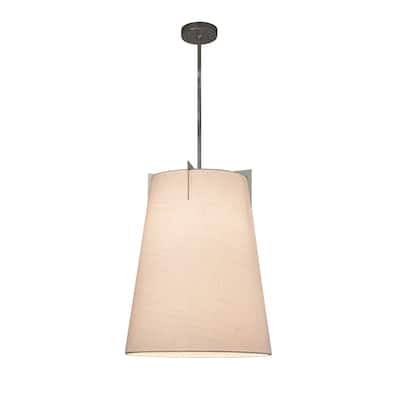 Justice Design Textile Midtown 2-light Brushed Nickel Pendant, White Shade