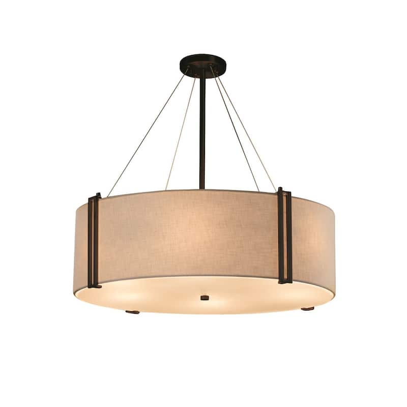 Justice Design Group Textile Reveal 36-inch Dark Bronze Pendant, Cream Shade