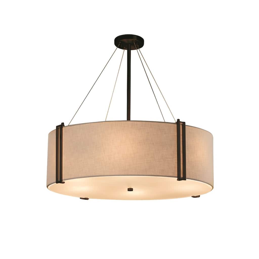 Justice Design Group Textile Reveal 36-inch Dark Bronze Pendant, Cream Shade