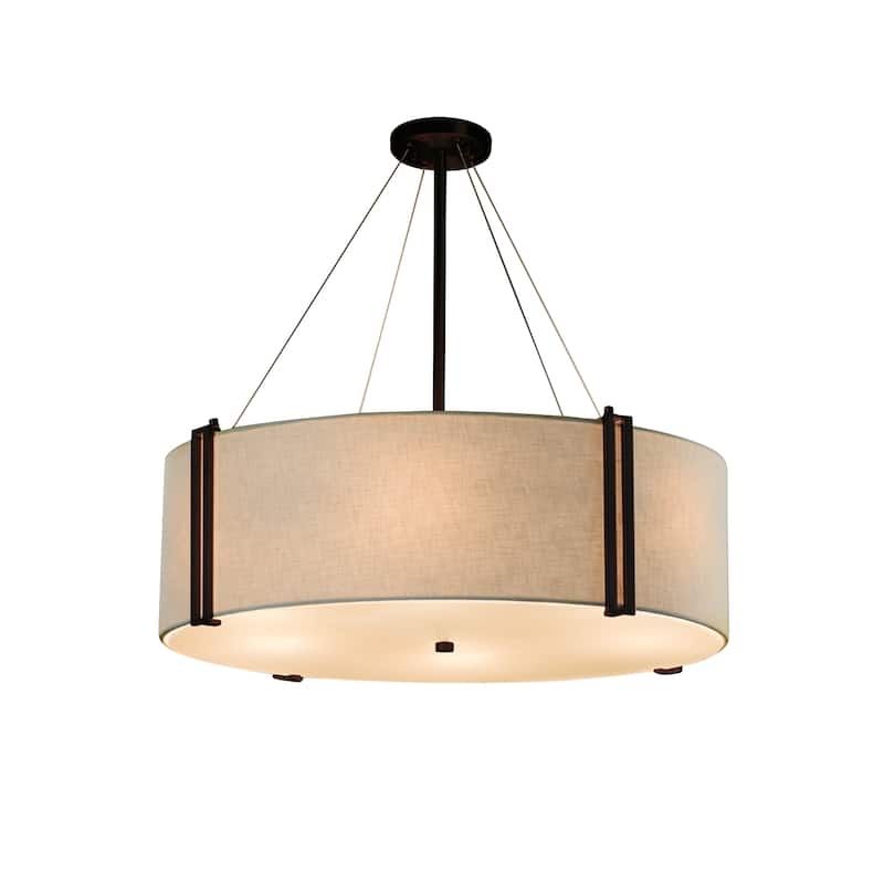 Justice Design Group Textile Reveal 36-inch Dark Bronze Pendant, Cream Shade
