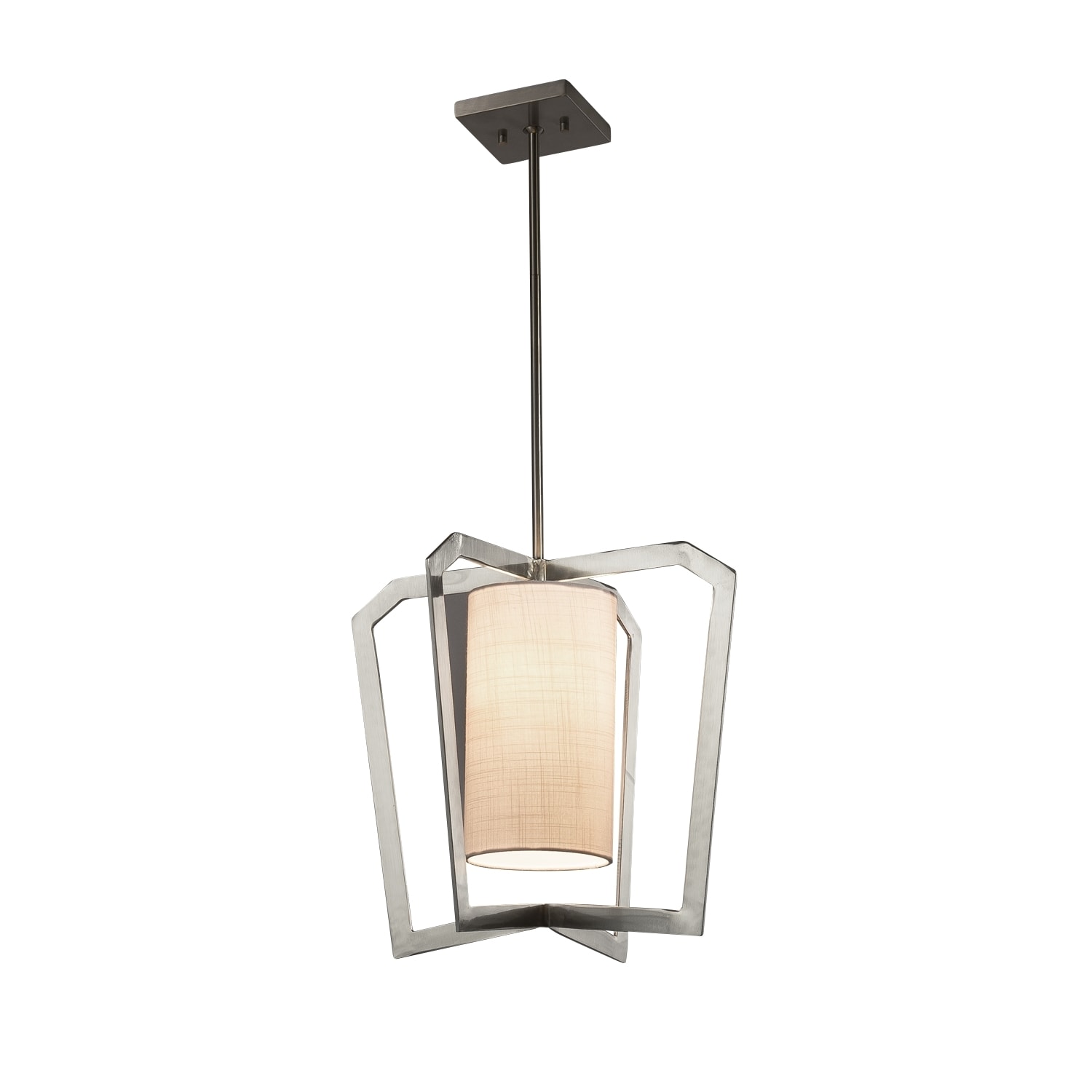 Justice Design Group Textile Aria 1-light Brushed Nickel Chandelier, White Shade (Brushed Nickel) - Chandeliers For Bedrooms by Overstock.com