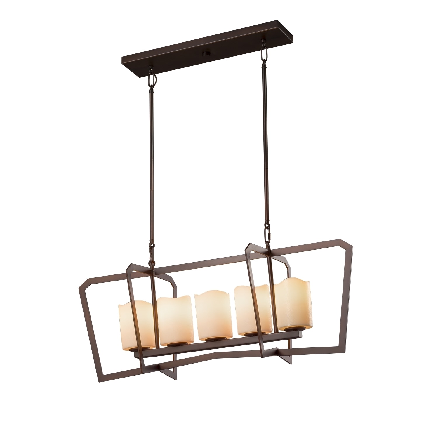 Justice Design Group CandleAria Aria 5-light Dark Bronze Chandelier, Cream Cylinder - Melted Rim Shade (Dark Bronze) - Chandeliers For Bedrooms by Overstock.com