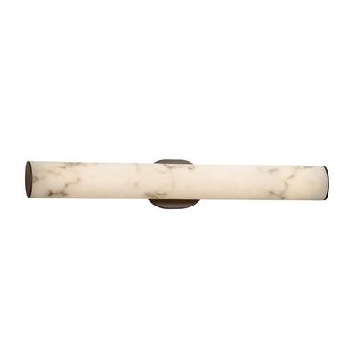 Copper Grove Roosendaal 30-inch Dark Bronze ADA LED Wall/Bath Bar with Faux Alabaster Shade