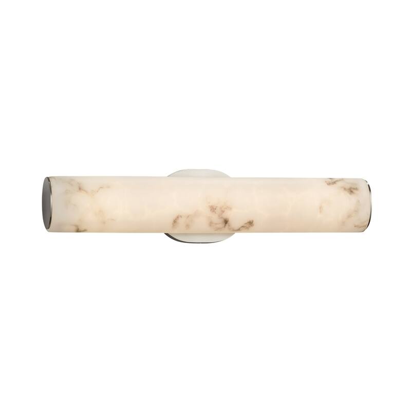 Justice Design LumenAria Eliptical 20-inch Brushed Nickel ADA LED Wall/ Bath Bar, Faux Alabaster Shade