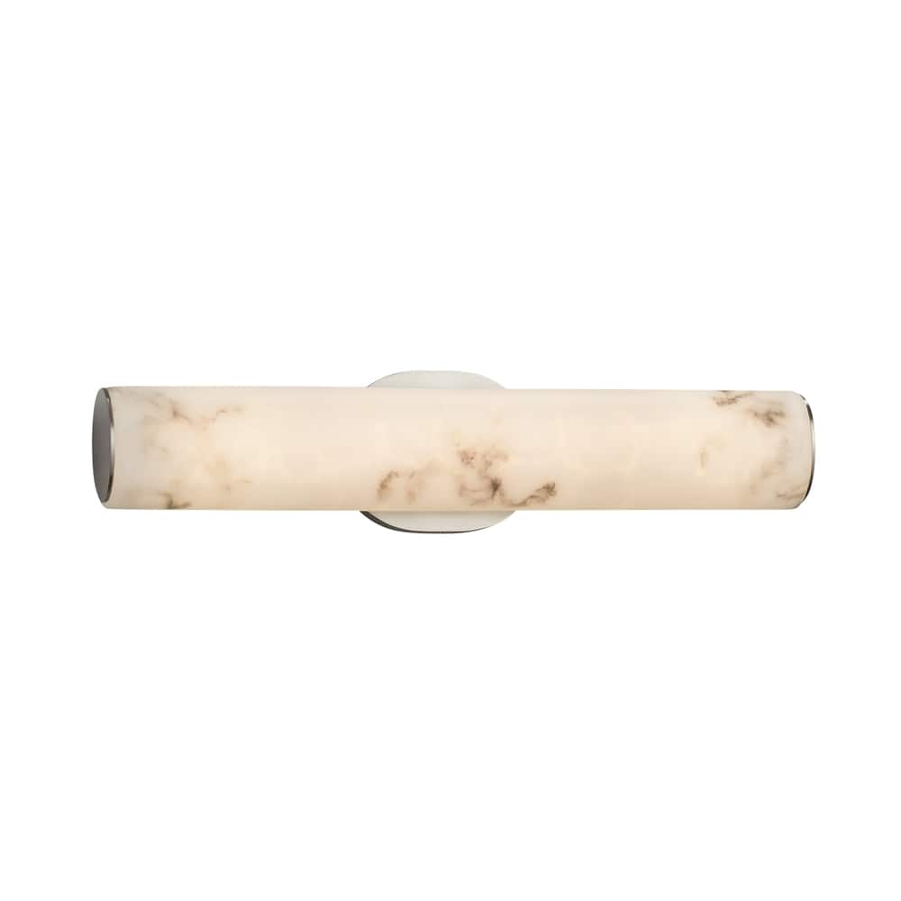 Justice Design LumenAria Eliptical 20-inch Brushed Nickel ADA LED Wall/ Bath Bar, Faux Alabaster Shade