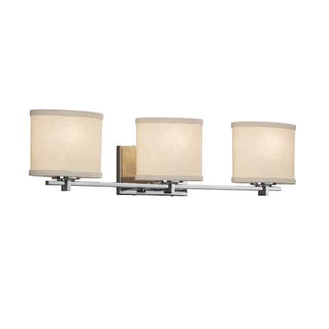 Justice Design Textile Era 3-light Polished Chrome Bath Bar, Cream Oval Shade