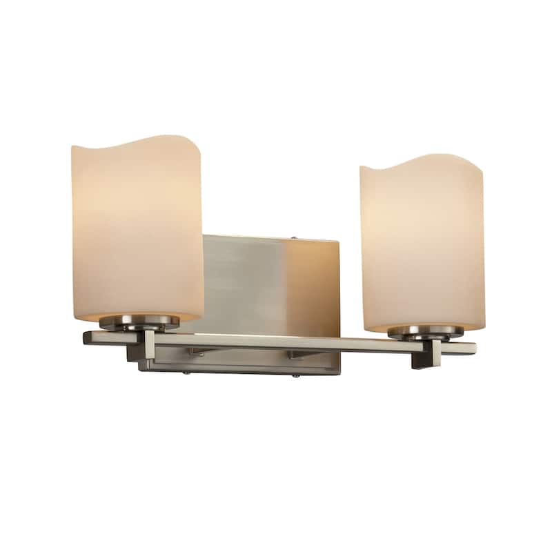 Justice Design CandleAria Era 2-light Brushed Nickel Bath Bar, Cream Cylinder - Melted Rim Shade