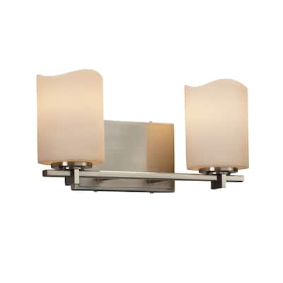 Justice Design CandleAria Era 2-light Brushed Nickel Bath Bar, Cream Cylinder - Melted Rim Shade