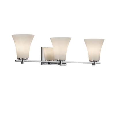 Justice Design Clouds Era 3-light Polished Chrome Bath Bar, Clouds Round Flared Shade