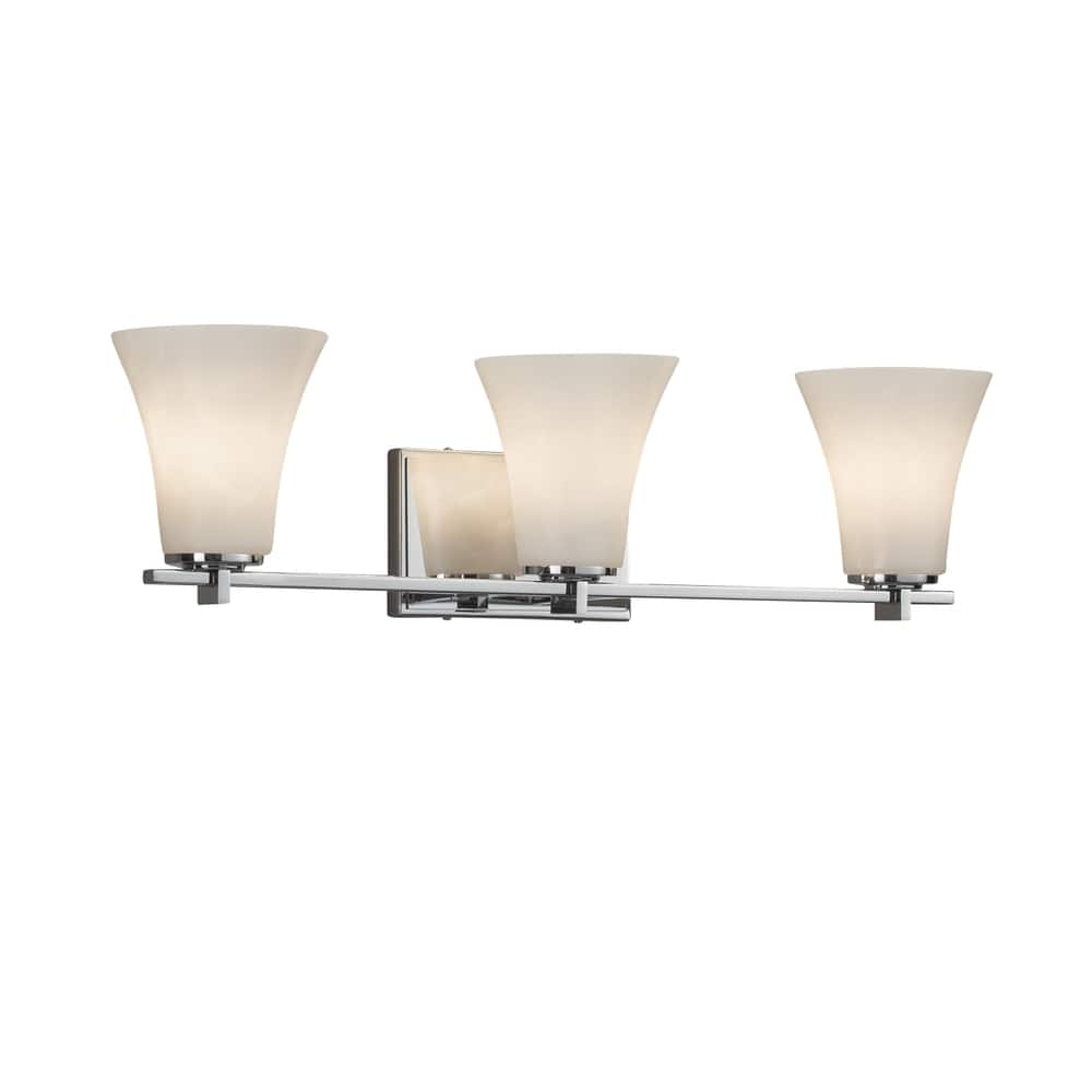 Justice Design Clouds Era 3-light Polished Chrome Bath Bar, Clouds Round Flared Shade