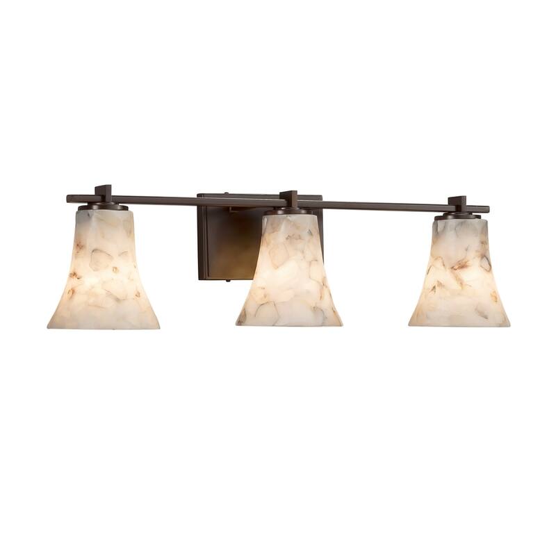 Justice Design Alabaster Rocks Era 3-light Dark Bronze Bath Bar, Round Flared Shade