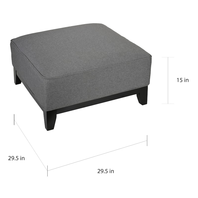 Cortesi Home Voxie Grey Linen Fabric Square Cocktail Ottoman