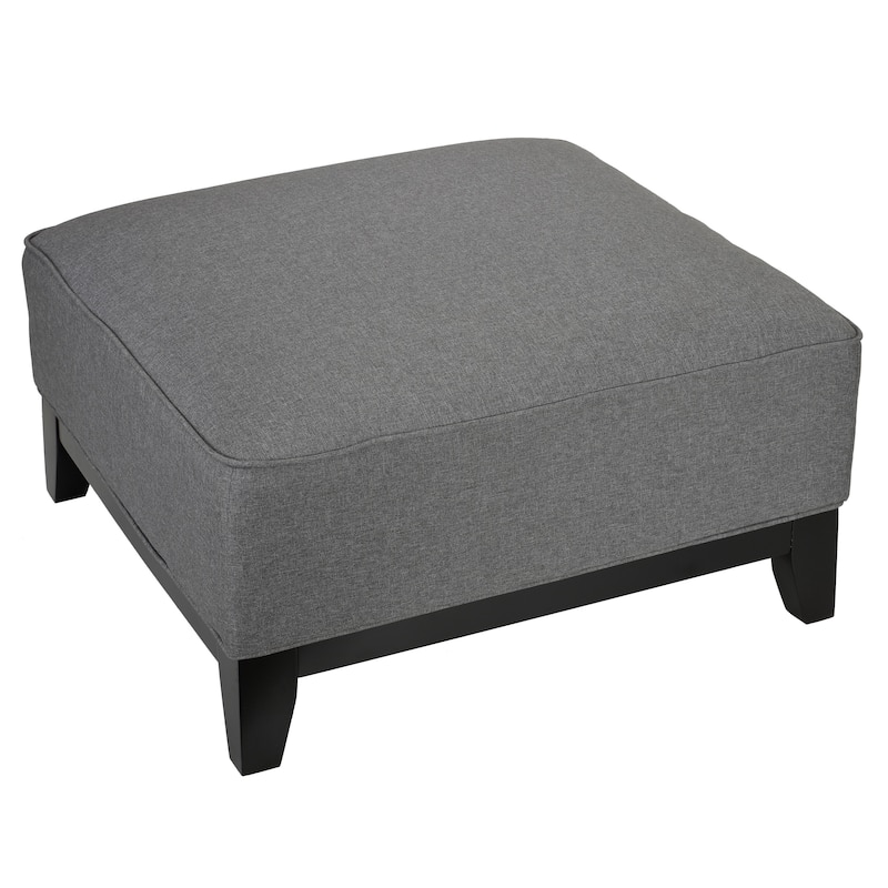 Cortesi Home Voxie Grey Linen Fabric Square Cocktail Ottoman