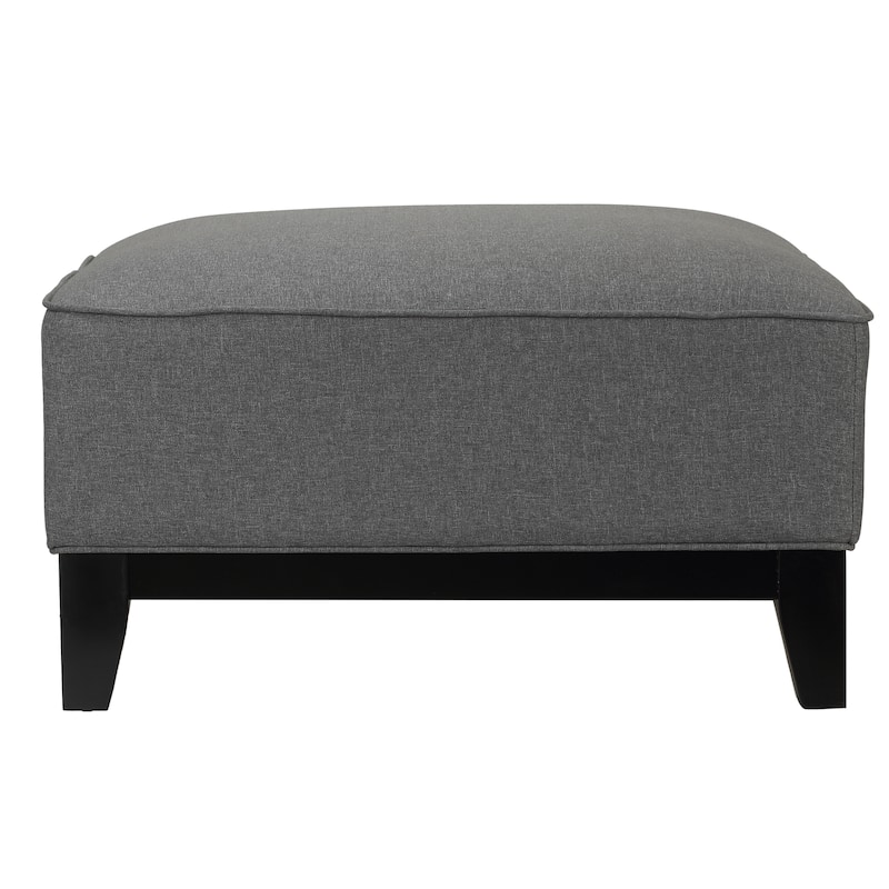 Cortesi Home Voxie Grey Linen Fabric Square Cocktail Ottoman