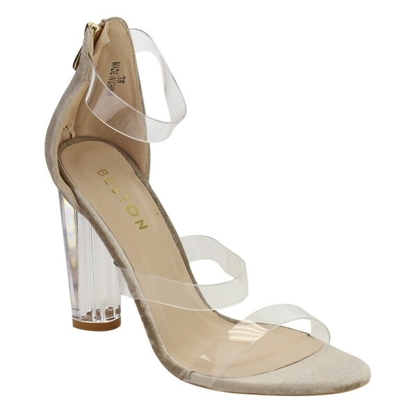 Beston DE56 Women's Lucite Clear Zip Ankle Strap Sandals One Size Big. Opens flyout.