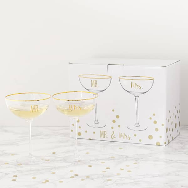 Mr. & Mrs. Dried Floral Wine Glasses > Toasting Flutes