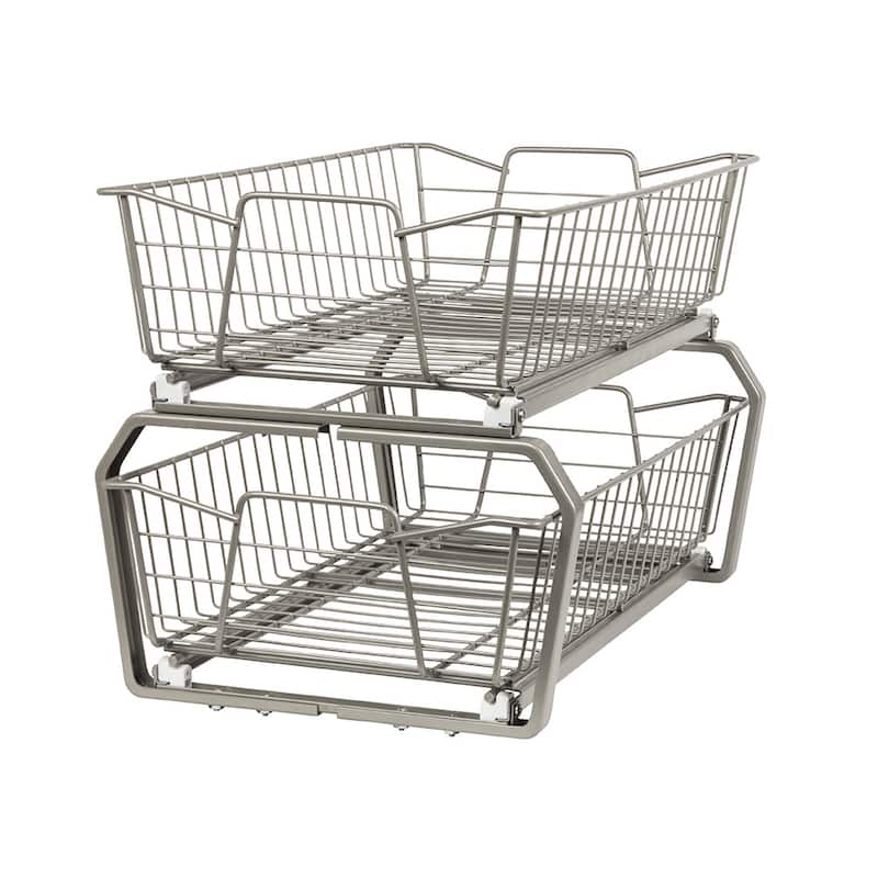 ClosetMaid Two Tier Nickel Pull Out Cabinet Organizer