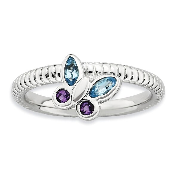 blue topaz butterfly ring