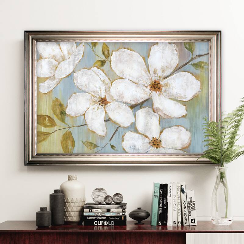 White Blossoms -Silver Frame