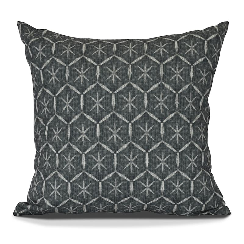 Tufted, Geometric Print Outdoor Pillow - 20" x 20" - Charcoal