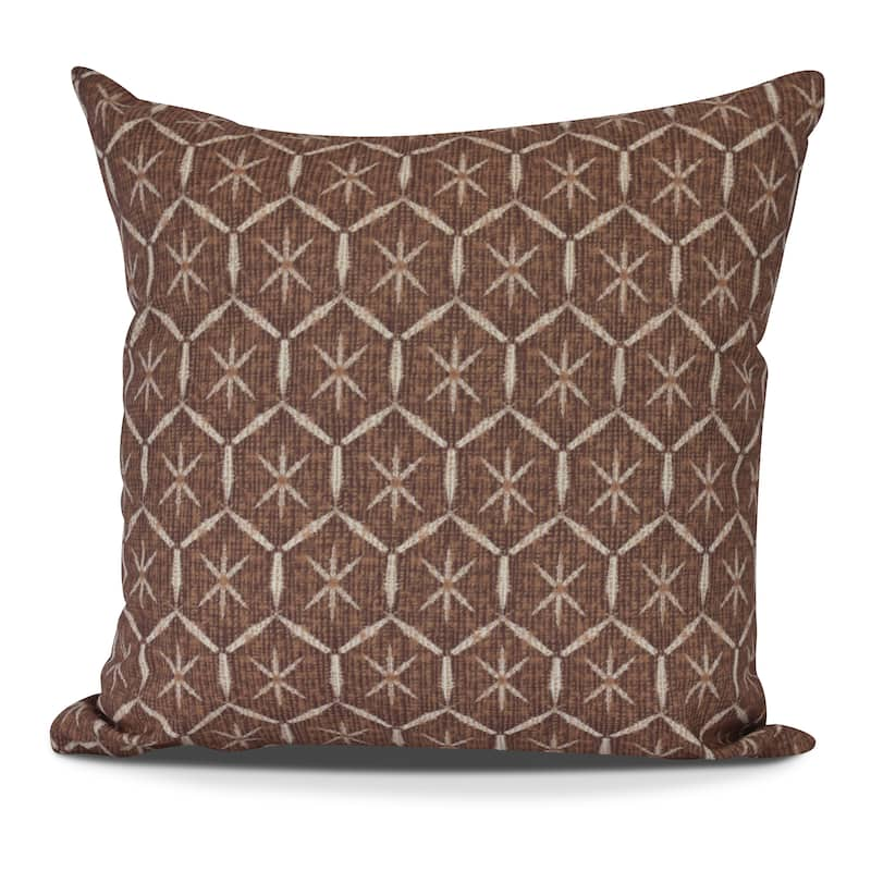 Tufted, Geometric Print Outdoor Pillow - 18" x 18" - Brown