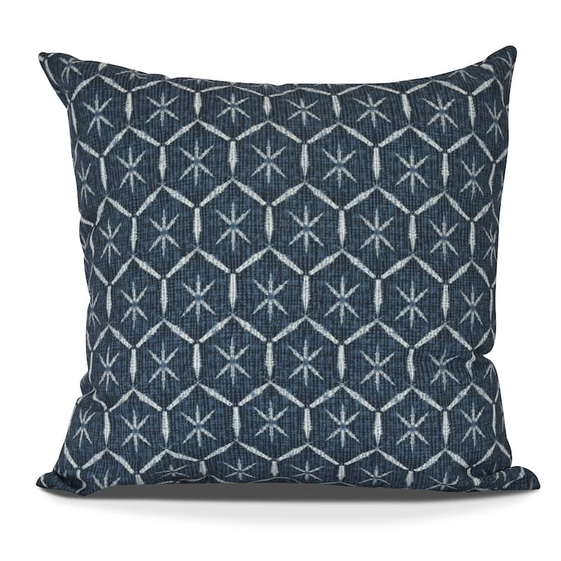 Tufted, Geometric Print Outdoor Pillow - 20" x 20" - Navy