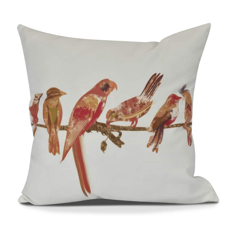 Morning Birds, Animal Print Outdoor Pillow - 16" x 16" - Orange