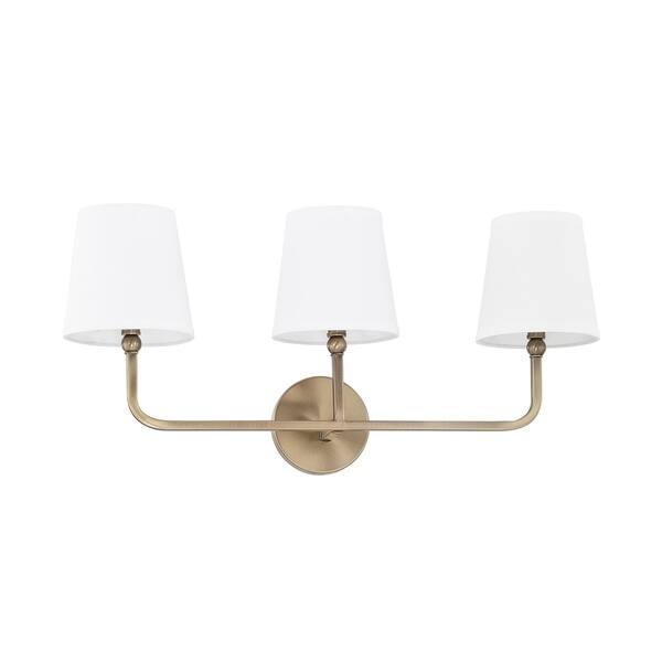 slide 2 of 2, Dawson 3-light Aged Brass Bath/Vanity Fixture