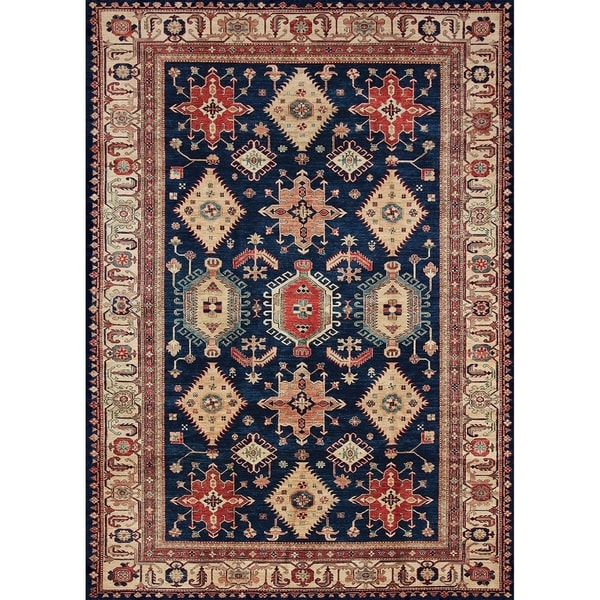 RUGGABLE Washable Indoor/ Outdoor Stain Resistant Pet Area Rug Noor Sapphire (5' x 7') - 5' x 7'